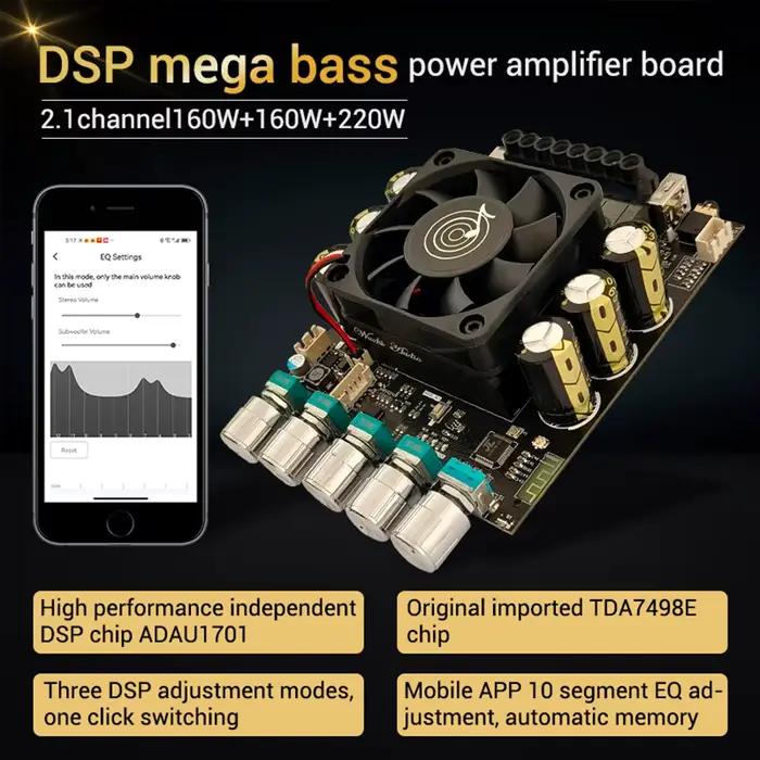 160W + 160W + 220W 2.1 canaux Bluetooth carte amplificateur de son Module amplificateur de basse lou