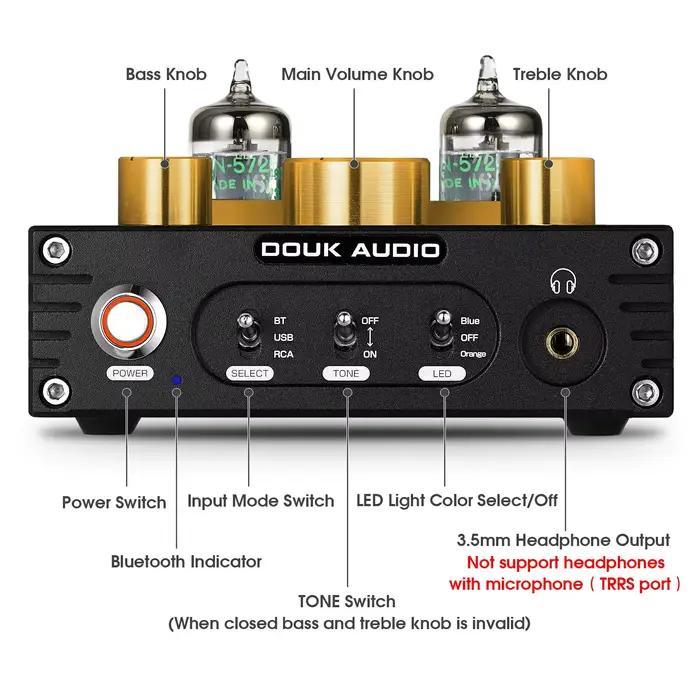 Douk Audio P1 HiFi JAN5725 préampli à Tube sous vide Bluetooth 5.0 récepteur Audio USB DAC amplifica