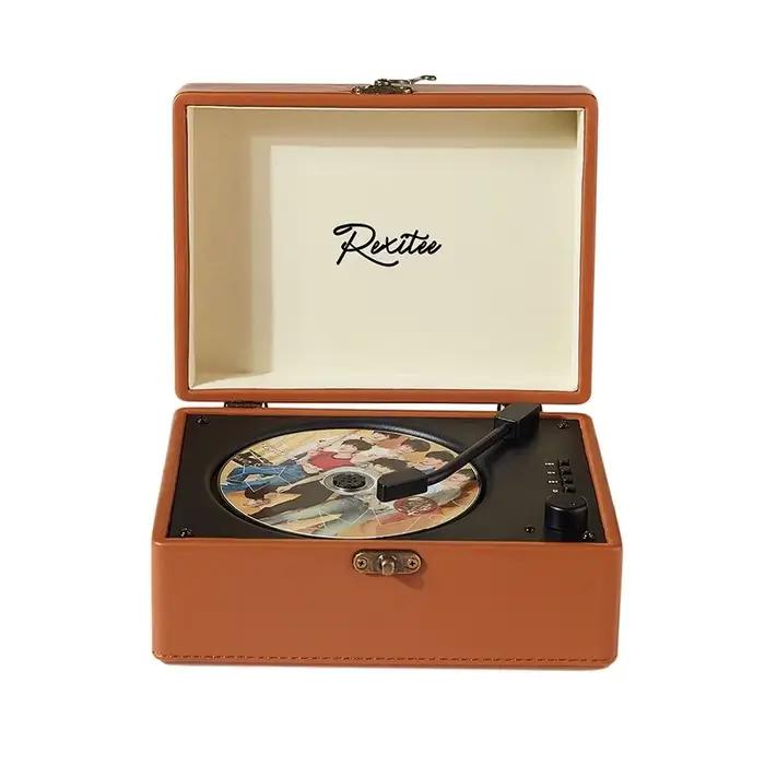 Lecteur CD en cuir Vintage Bluetooth 5.0 bidirectionnel haut-parleur intégré lecteur de musique CD P