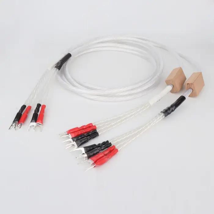 Câble de haut-parleur plaqué argent Hifi 100% tout neuf Biwire 2 banane à Y amplificateur de Termina