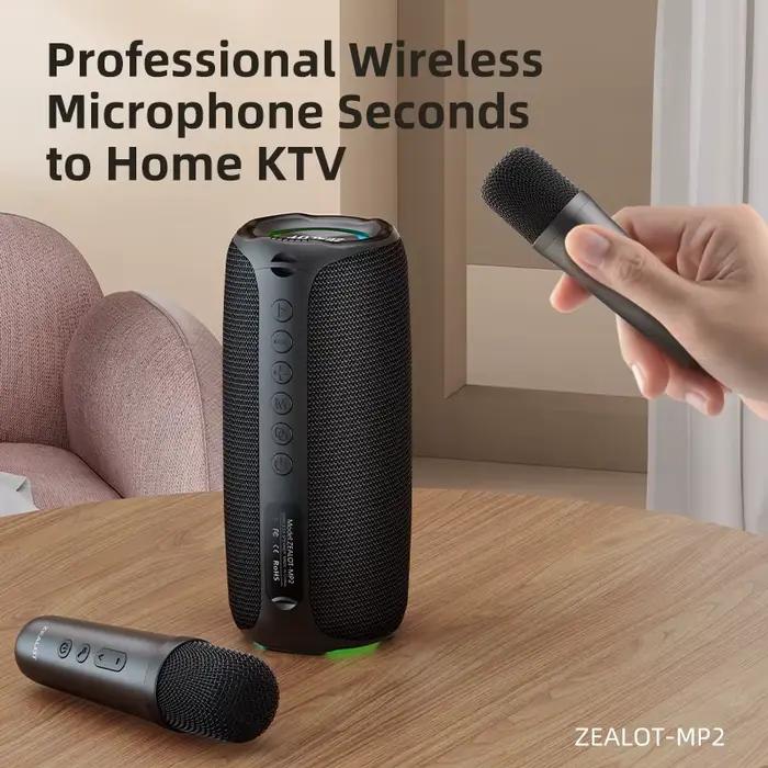 Zealot-MP2m Machine de karaoké haut-parleur Bluetooth Portable avec 1-2 microphones sans fil 10H de 