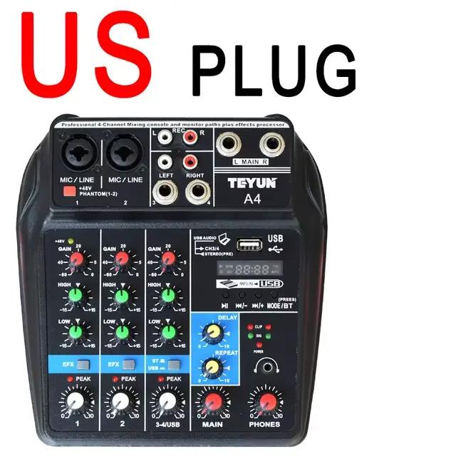 TEYUN A4 Console de mixage sonore Bluetooth USB enregistrement ordinateur 48V retard d'alimentation 