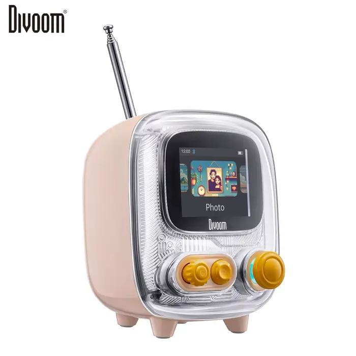 Divoom T-tiivoo-2 Mini petit tv radio portable FM avec antenne réglable Vintage Sans Fil 5.0 Bluetoo