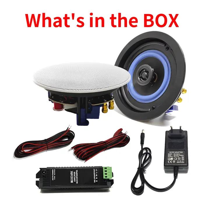 MUXEARK 2 pièces, enceinte Bluetooth de plafond 4 pouces, 160W, système d'enceintes encastrées pour 