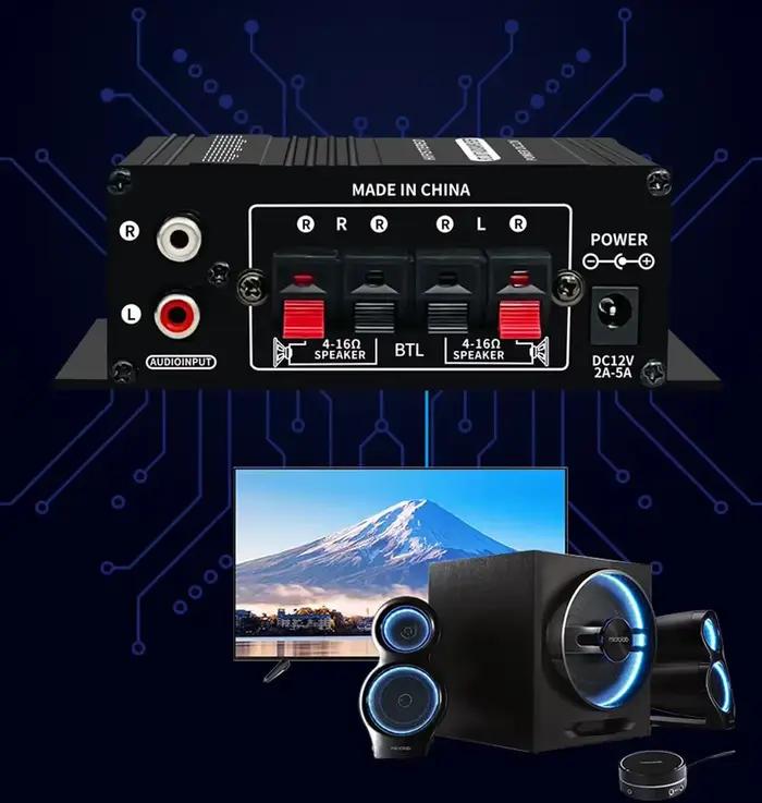 Woopker amplificateur de son AK270 20W × 2 Mini amplificateur Audio numérique Hifi 12V 3A canal 2.0 