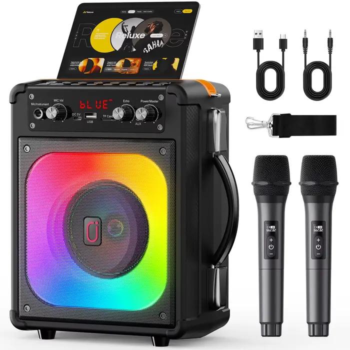 Haut-parleur Bluetooth Tx06Karaoke avec Microphone, Audio de basse extérieur karaoké haute puissance