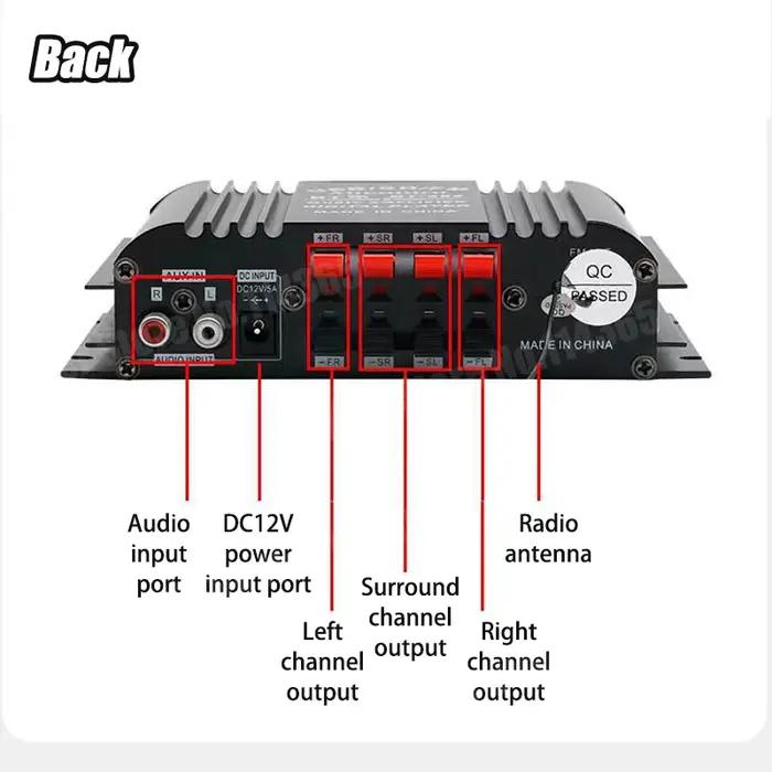 Amplificateur de son HiFi 4 canaux amplificateur Audio numérique Bluetooth 1600W puissance de crête 