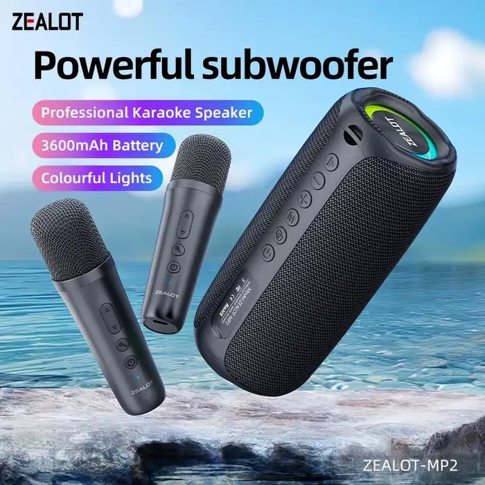 Zealot-MP2m Machine de karaoké haut-parleur Bluetooth Portable avec 1-2 microphones sans fil 10H de 