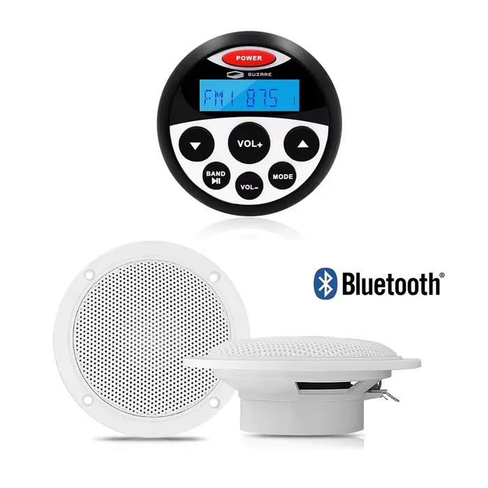 Système Audio Stéréo Bluetooth avec Récepteur Radio FM AM et Lecteur MP3, Haut-Parleur Étanche de 4 
