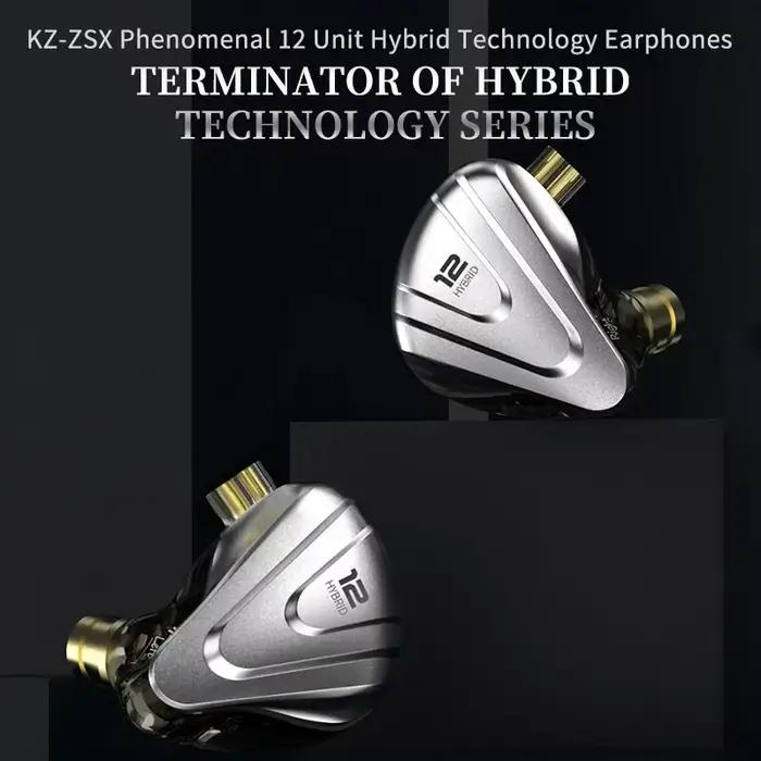 KZ-Écouteurs intra-auriculaires hybrides ZSX 1esse 5BA, 12 pilotes, basse HIFI, moniteur, écouteurs 