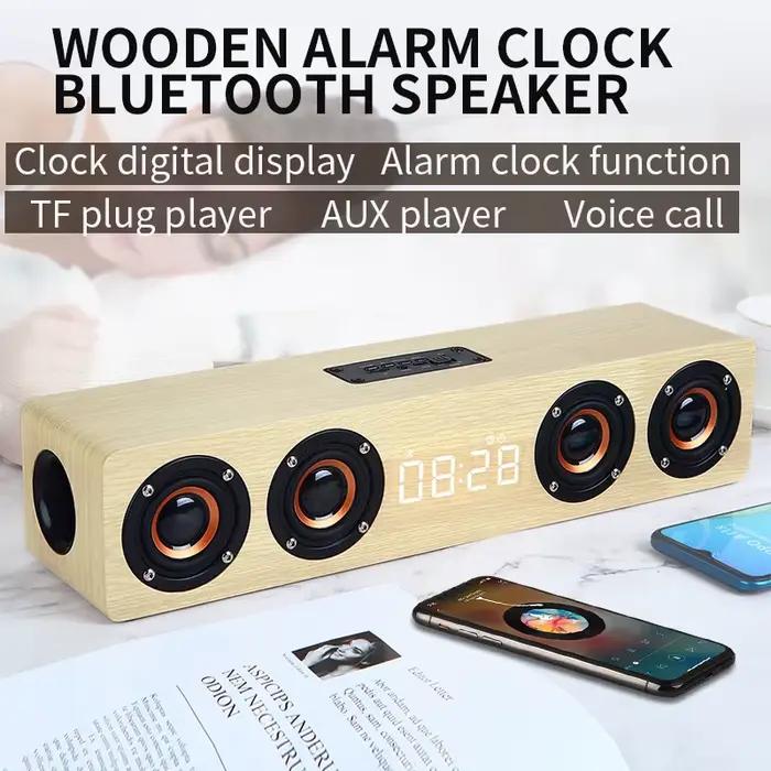 Haut-parleur Bluetooth portable, colonne injuste, horloge de cinéma maison, alarme, haut-parleurs d'