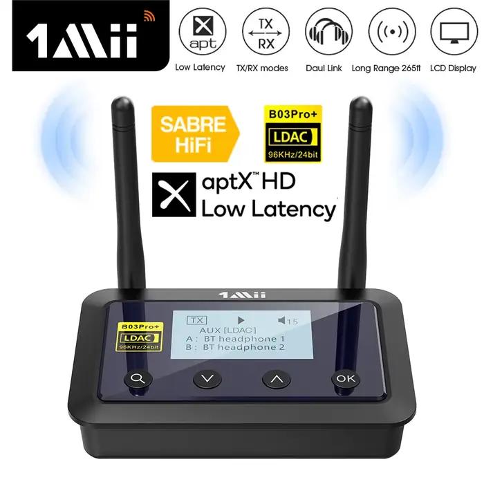 1Mii B03Pro+ Bluetooth 5.0 transmetteur récepteur Audio aptX LL HD CSR8675 HiFi LDAC adaptateur Blue
