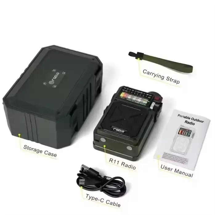R11 Radio d'urgence multifonction BT haut-parleur extérieur AM/FM/SW/WB Radio pleine bande avec Dyna