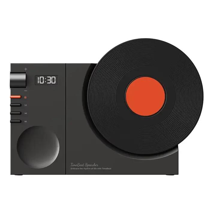 NOUVEAU 2026 Lecteur de disques vinyles rétro avec haut-parleurs stéréo Bluetooth, petite horloge sa