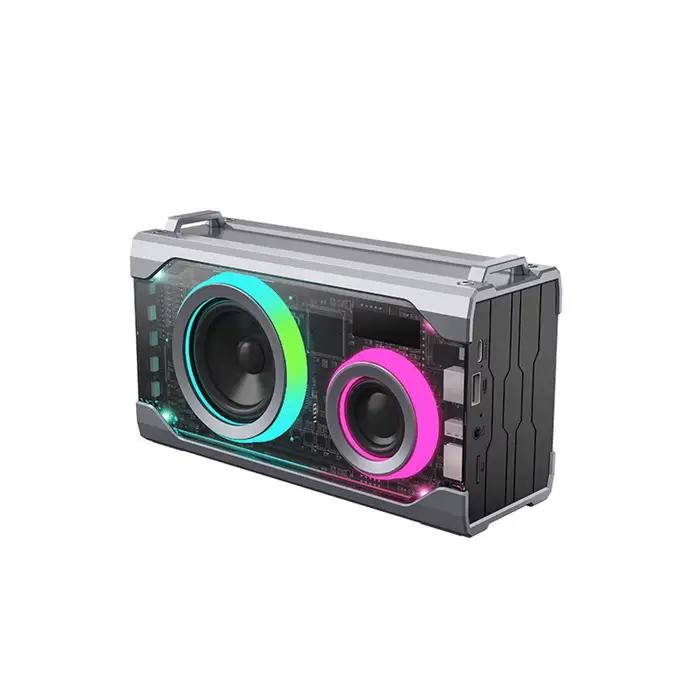 Haut-parleur coloré avec microphone, système audio Bluetooth karaoké, double haut-parleur transparen