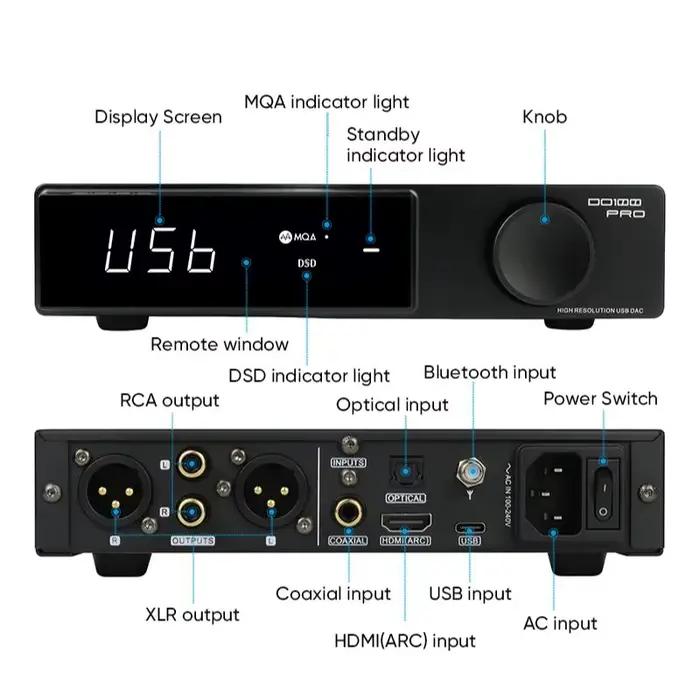 SMSL DO100 Pro, décodeur double DAC MQA haute résolution ES9039Q2M, Bluetooth 5.1 DSD512, OPA1612, H