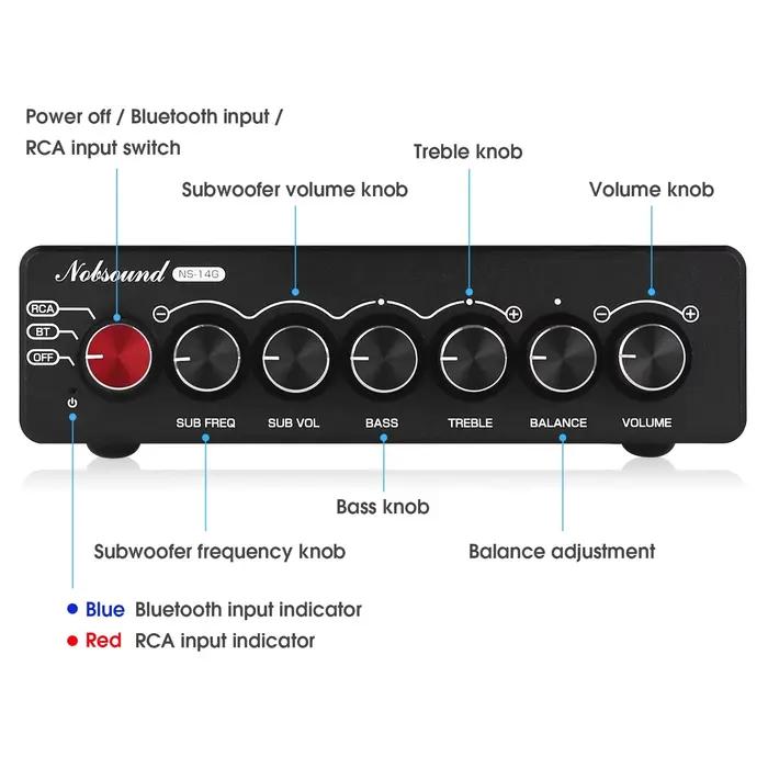 Douk Audio NS-14G HiFi 2.1 Canal Bluetooth TPA3116 Amplificateur Numérique Récepteur Stéréo Audio De