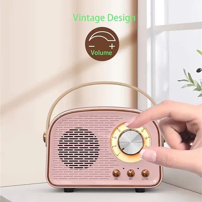 Haut-parleurs Bluetooth rétro USB AUX TF FM Radio Portable Mini Boombox basses améliorées pour Table maison extérieure Vintage Audio MP3