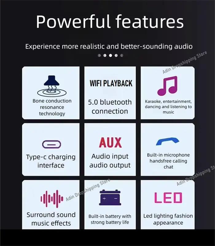 Haut-parleur Bluetooth portable Wi-Fi 42W avec vibro et subwoofer sans fil
