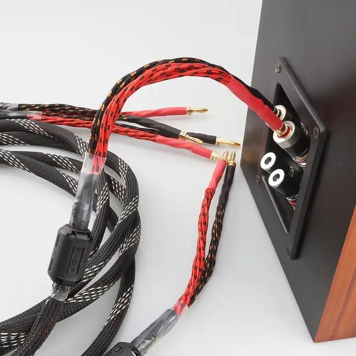 Câbles de haut-parleur Audiocrast HIFI 4N OFC avec prises bananes plaquées or pour amplificateurs et systèmes audio de qualité supérieure pour audiophiles