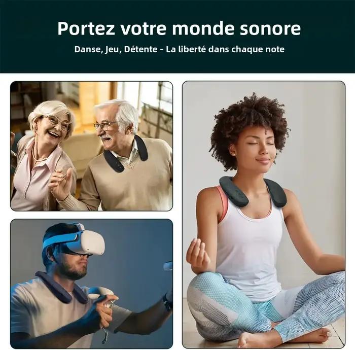 Haut-parleur sans fil tour de cou son 3D 12 heures autonomie faible latence jeu TV charge rapide Type-C haut-parleur portable pour concerts films jeux détente