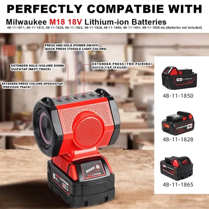Haut-parleur Bluetooth 18 V pour port USB type-c Milwaukee