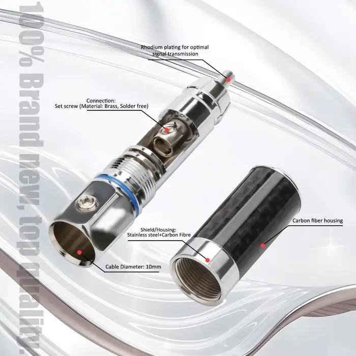 Connecteur audio RCA HiFi en Rhodium