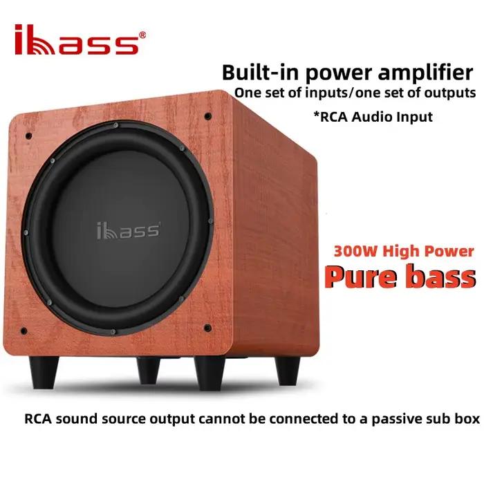 Ibass 10 pouces 300W caisson de basses actif haute puissance sans fil Bluetooth home cinéma ordinateur portable transmission numérique haut-parleur TV