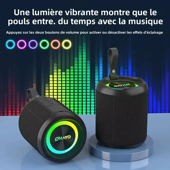 Haut-parleur OHAYO 40W puissant et étanche pour extérieur avec lumières stéréo pour ambiance festive et soirées en plein air