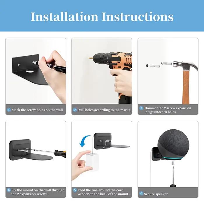 Support mural pour Amazon Alexa Echo 4 4e génération Solution peu encombrante