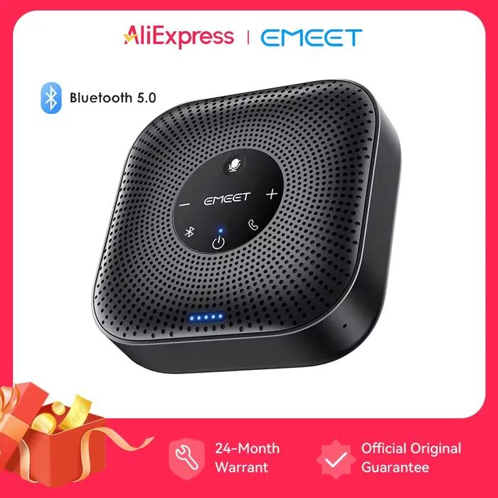 EMEET Speakerphone Haut-parleur de conférence sans fil 360 ° Microphone de réunion à prise vocale avec 4 micros
