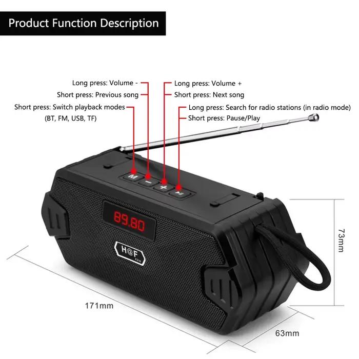 Haut-parleur portable sans fil haut puissance 5W avec prise USB, lecteur radio FM, mains libres, compatible Bluetooth pour téléphone et PC occasions spéciales