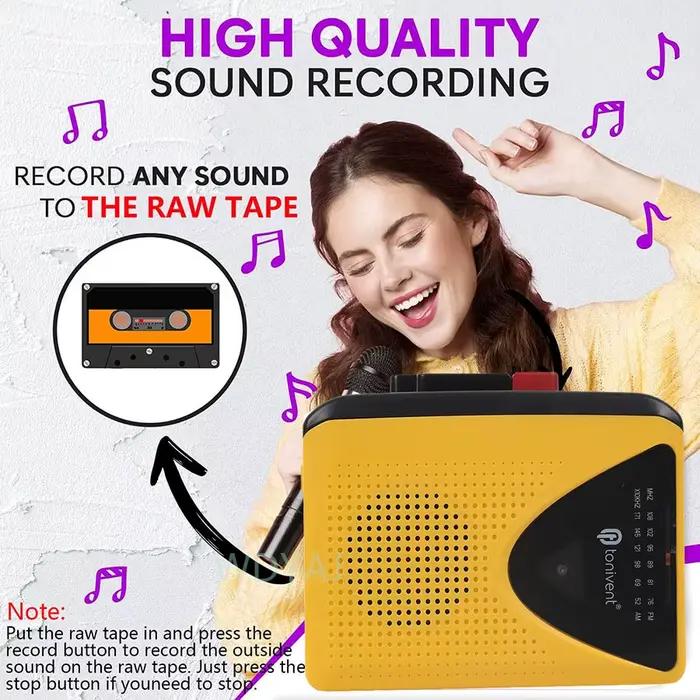Enregistreur de cassettes portable Enregistrement sur Tape AM ​ ​ Lecteur de musique stéréo radio FM avec haut-parleur