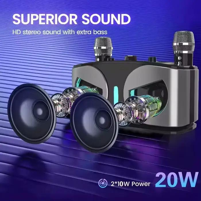 Karaoké Portable sans fil Bluetooth haut-parleur avec Microphone Machine caisson De basses puissant boîte De son musique Caixa De Som Bocina Audio