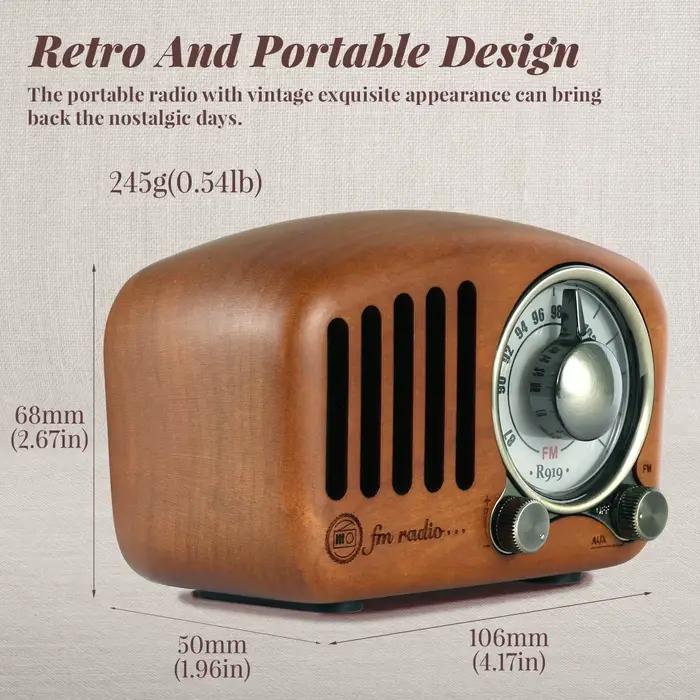 Magasin UNUS J-919 Vintage Mini Radio Rétro vieux classique Haut-Parleur Bluetooth Portable FM