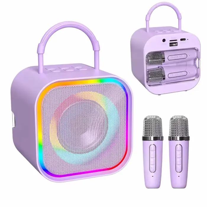 Système karaoké portable Bluetooth double microphone sans fil pour téléphone portable PC ordinateur et téléviseur système audio visuel familial pour divertissement et créativité