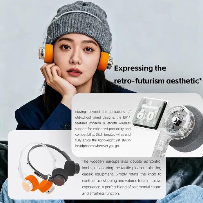 Casque Bluetooth FIIO EH11 supra-auriculaire haute résolution LDAC 30 heures batterie design rétro léger double appareil égaliseur application