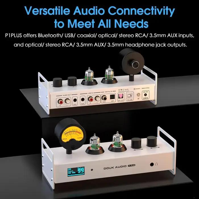 Nobsound P1PLUS récepteur Bluetooth HiFi préamplificateur à Tube sous vide USB DAC lecteur de musique avec sortie casque VU mètre DSD256