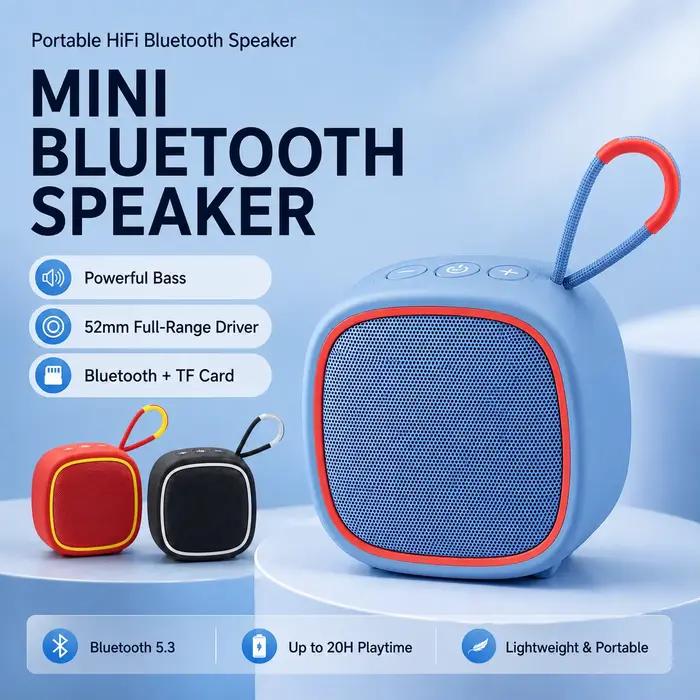 Haut-parleur Bluetooth portable 5W, haut-parleur sans fil avec Bluetooth 5.3, TWS, carte TF, lecture USB, radio FM, appels mains libres