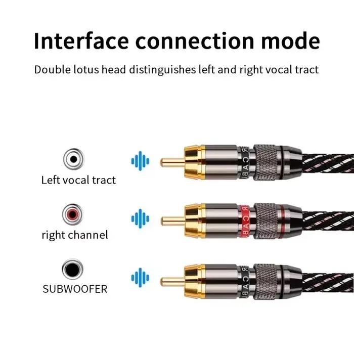 Câble RCA HIFI Y pour Haut-parleur Audio RCA Mâle vers 2 RCA Mâles Compatible avec Amplificateurs Ordinateurs Haut-parleurs Occasions Spéciales