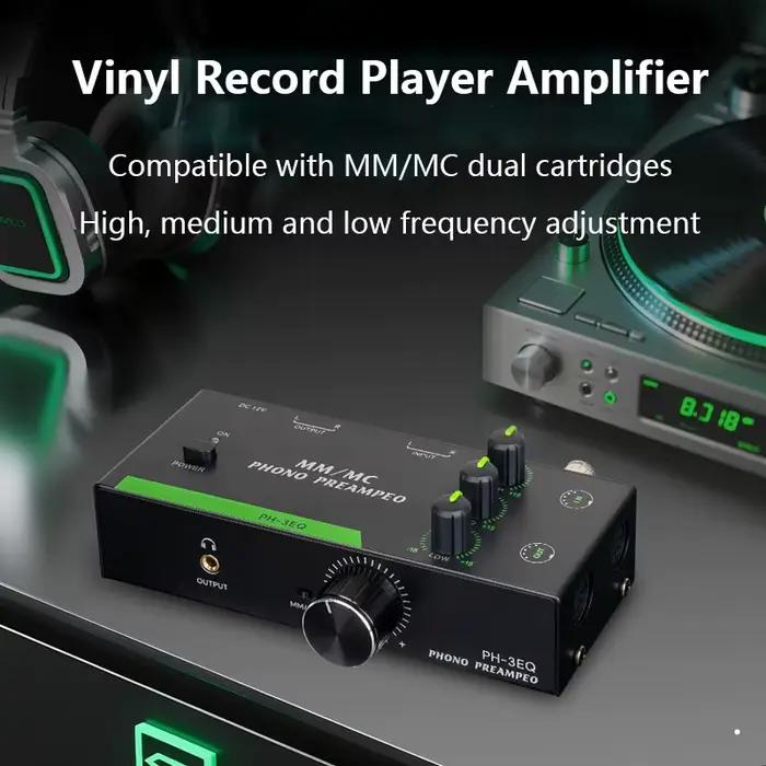 Amplificateur de platine polyvalent, amplificateur de lecteur de disques vinyle, préamplificateur à faible bruit avec contrôle de niveau pour platines MC/MM