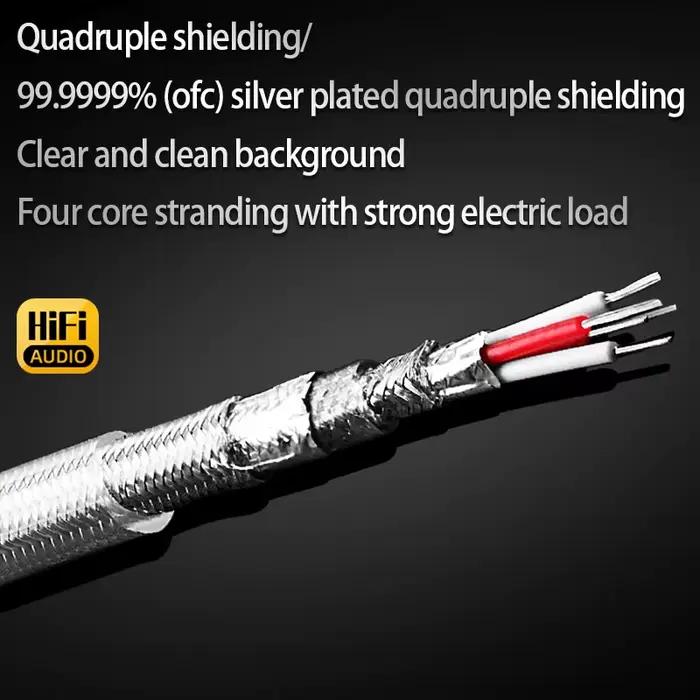 Câble audio HiFi RCA plaqué argent ODavid haute pureté