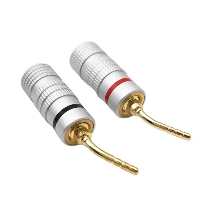 Son Musical 2/6/12/24/50 pièces 18-12AWG - connecteur de haut-parleur Audio plaqué or 24K 4mm pour fil