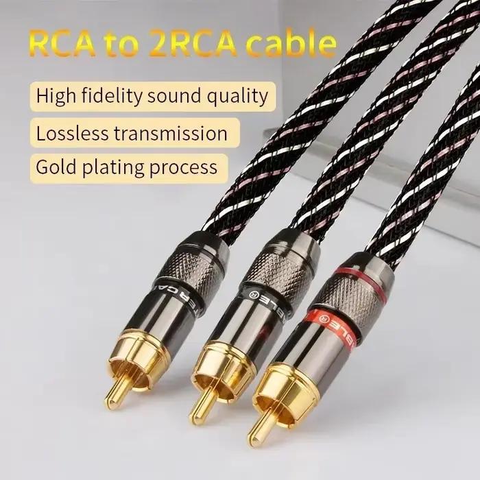Câble RCA HIFI Y pour Haut-parleur Audio RCA Mâle vers 2 RCA Mâles Compatible avec Amplificateurs Ordinateurs Haut-parleurs Occasions Spéciales