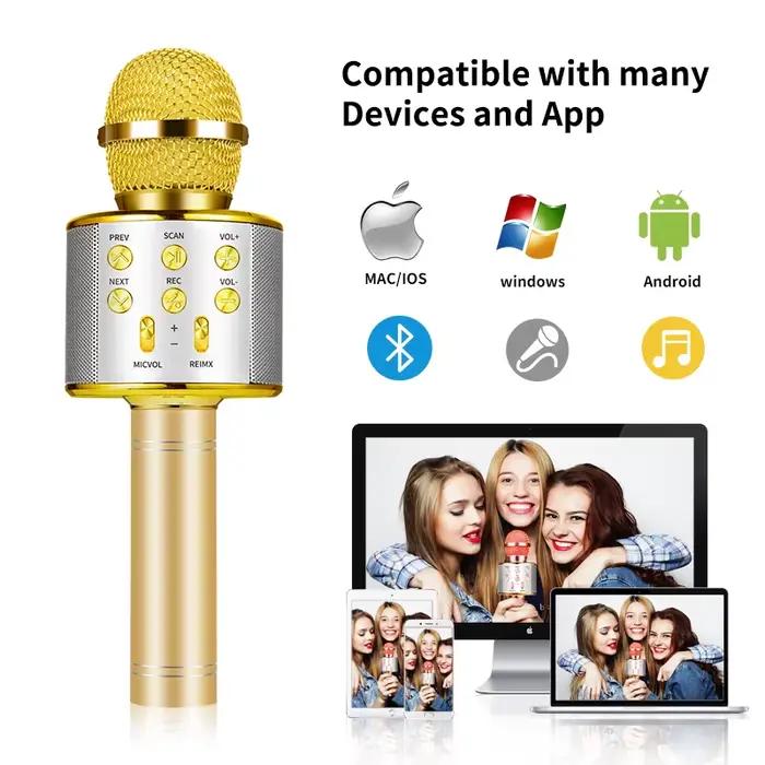 Microphone karaoké sans fil haut-parleur bluetooth pour enfants et adultes microphone à main pour fêtes et compétitions de chant