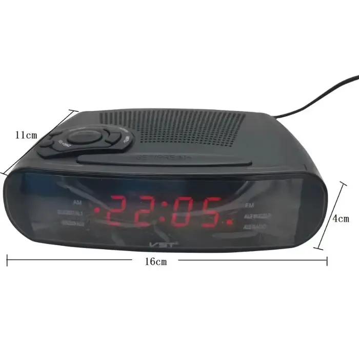 Radio réveil avec affichage LED numérique AM/FM avec fonction de sauvegarde de batterie Snooze (alimentation ue)