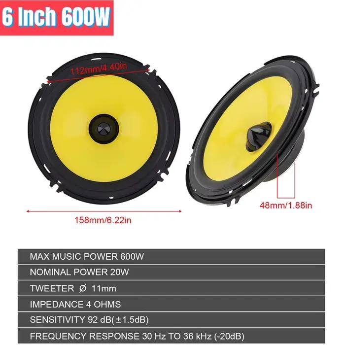 2 pièces 300W 400W 600W 4/5/6 pouces gamme complète fréquence haut-parleurs Audio de voiture lourd mi-basse Ultra-mince haut-parleur modifié