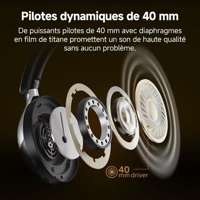 Ecouteurs sans fil QCY H3 Pro ANC avec suppression de bruit 50dB pour musique haute résolution et activités sportives
