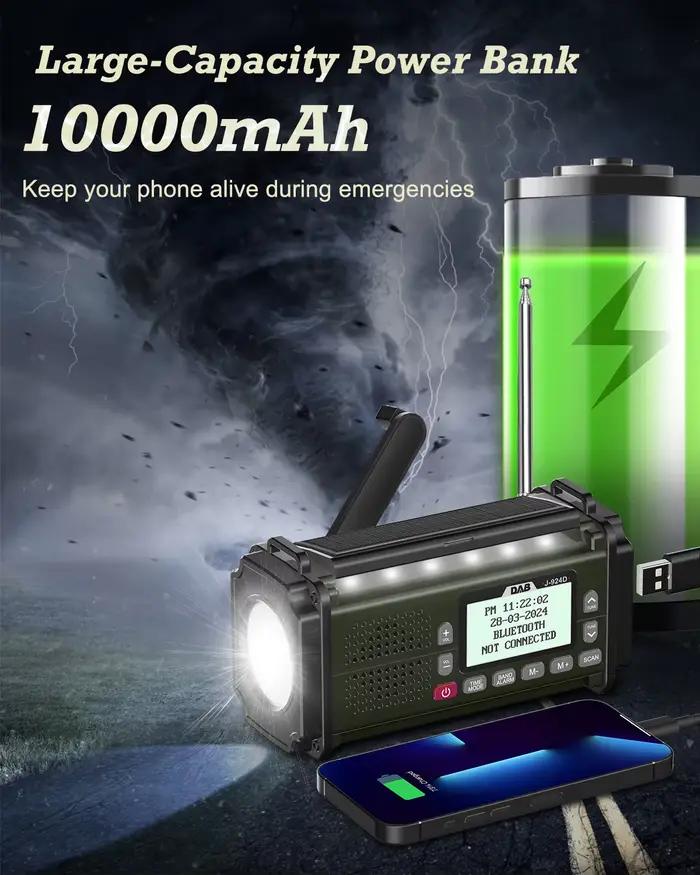 DAB + Radios FM Bluetooth haut-parleur 10000mAh PowerBan Radio d'urgence Portable récepteur