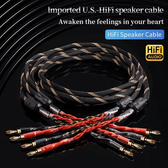 Câble audio YYAUDIO haute qualité 6N noyau ODavid tresse métallique prise en Y dorée 24K pour haut-parleurs amplificateurs occasions spéciales